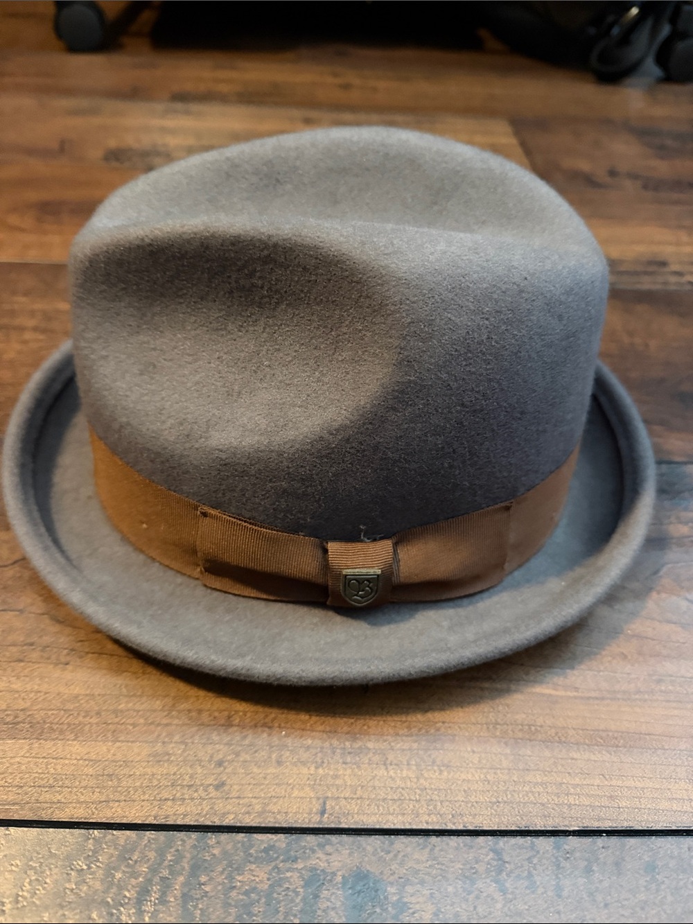 Men’s- Gray Wool Fedora with Brown Grosgrain Band